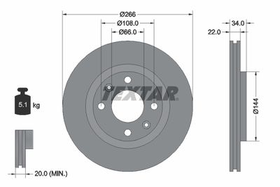 Brake Disc TEXTAR 92111503