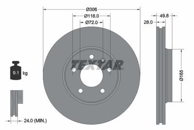 Brake Disc TEXTAR 92116005