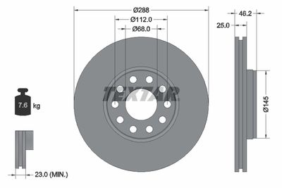 Brake Disc TEXTAR 92121005