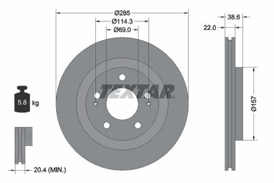 Brake Disc TEXTAR 92148500