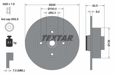 Brake Disc TEXTAR 92154403