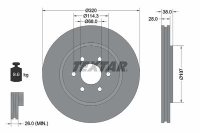 Brake Disc TEXTAR 92164405