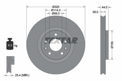 Brake Disc TEXTAR 92195403