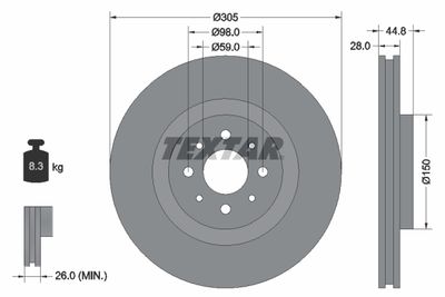 Brake Disc TEXTAR 92228503