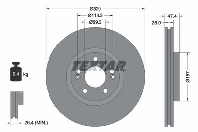 Brake Disc TEXTAR 92237805