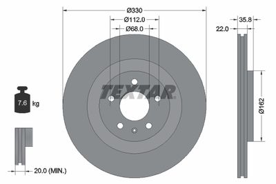 Brake Disc TEXTAR 92238305