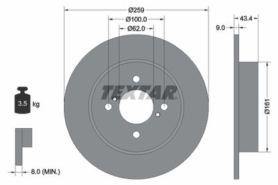 Brake Disc TEXTAR 92242303