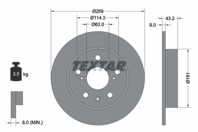 Brake Disc TEXTAR 92268403