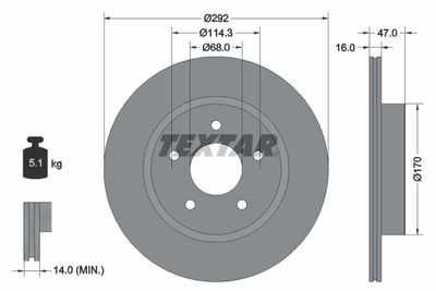 Brake Disc TEXTAR 92278103