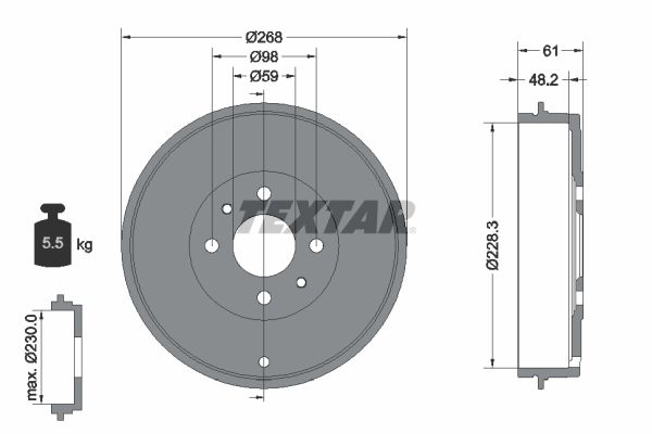 TEXTAR 94014000 Brake Drum