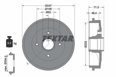 Brake Drum TEXTAR 94028200