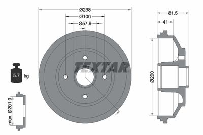 Brake Drum TEXTAR 94043000