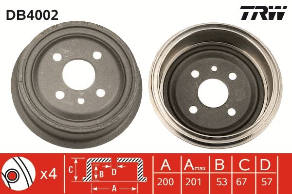 TRW DB4002 Brake Drum