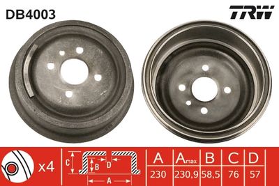 Brake Drum TRW DB4003