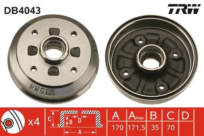 Brake Drum TRW DB4043