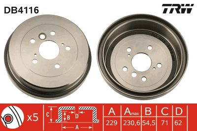 Brake Drum TRW DB4116