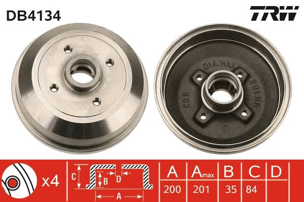 TRW DB4134 Brake Drum