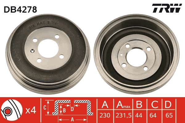 TRW DB4278 Brake Drum