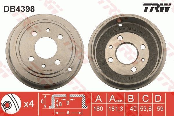 TRW DB4398 Brake Drum