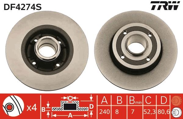 TRW DF4274S Brake Disc