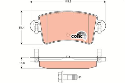 Brake Pad Set, disc brake TRW GDB1470