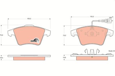 Brake Pad Set, disc brake TRW GDB1555