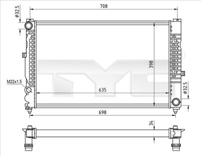 Radiator, engine cooling TYC 702-0010-R