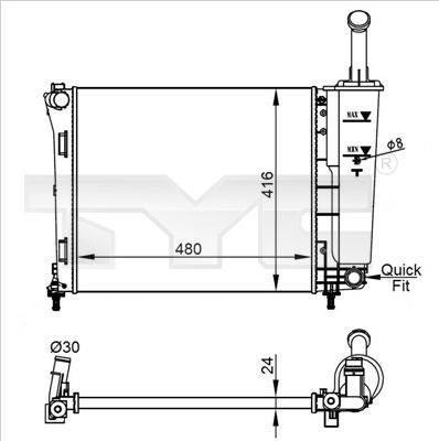 Radiator, engine cooling TYC 709-0022-R