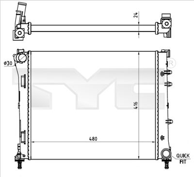 Radiator, engine cooling TYC 709-0023-R