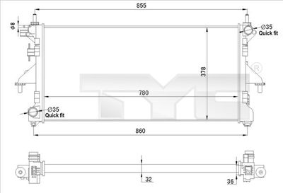 Radiator, engine cooling TYC 709-0028-R