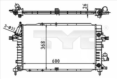 Radiator, engine cooling TYC 725-0046