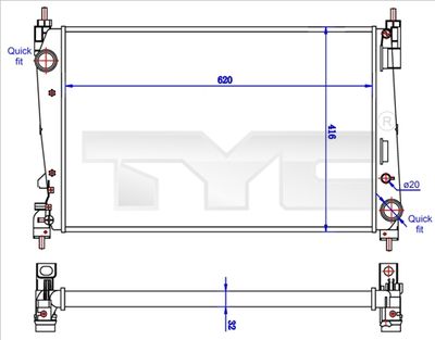 Radiator, engine cooling TYC 725-0042-R