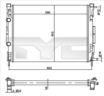 Radiator, engine cooling TYC 728-0054