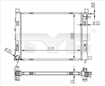 Radiator, engine cooling TYC 728-0062