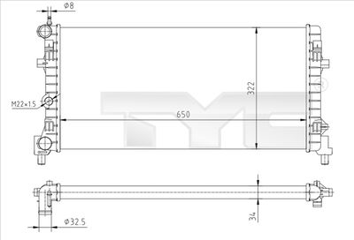 Radiator, engine cooling TYC 737-0064-R