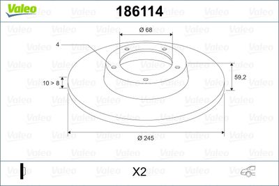 Brake Disc VALEO 186114