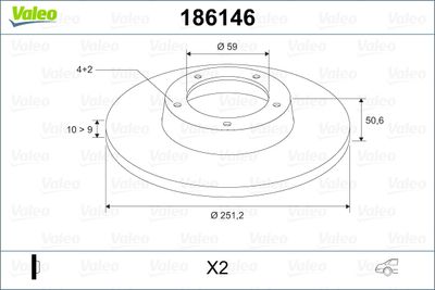 Brake Disc VALEO 186146