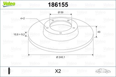 Brake Disc VALEO 186155