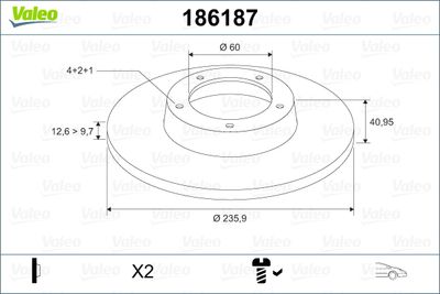 Brake Disc VALEO 186187