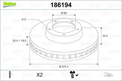 Brake Disc VALEO 186194