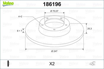 Brake Disc VALEO 186196