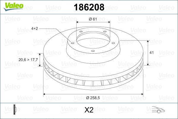 VALEO 186208 Brake Disc