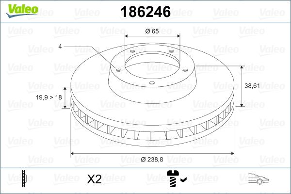 VALEO 186246 Brake Disc