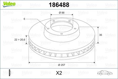 Brake Disc VALEO 186488