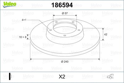 Brake Disc VALEO 186594