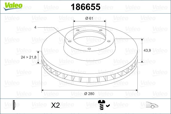 VALEO 186655 Brake Disc