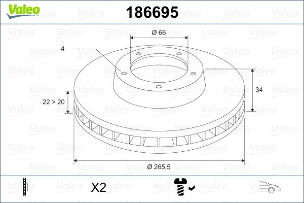 VALEO 186695 Brake Disc