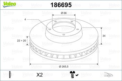 Brake Disc VALEO 186695