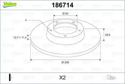 Brake Disc VALEO 186714