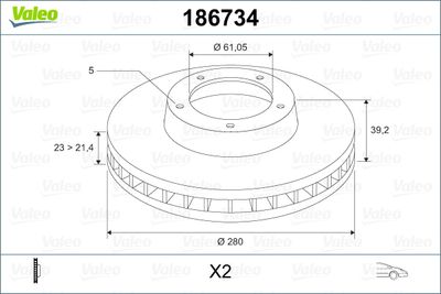 Brake Disc VALEO 186734